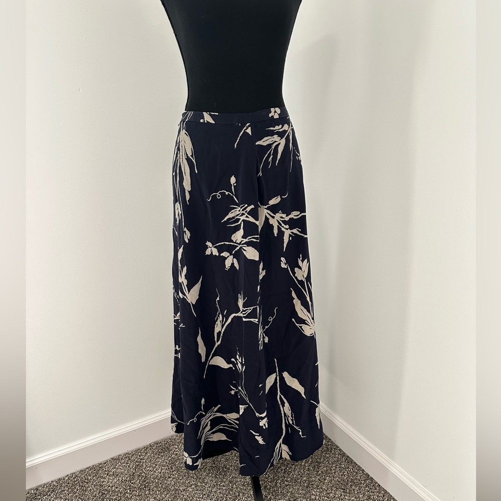 Navy Silk Danielle Martin Maxi Skirt